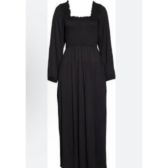NORDSTROM MOONLIGHT ECO LONG SLEEVE NIGHTGOWN IN BLACK SIZE S TENCEL MODAL - Picture 1 of 7